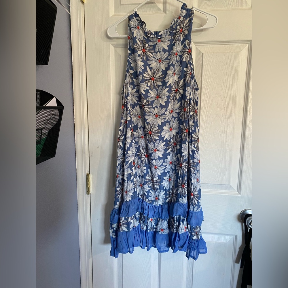 Papillon Blue and White Halter Sundress - Picture 5 of 6